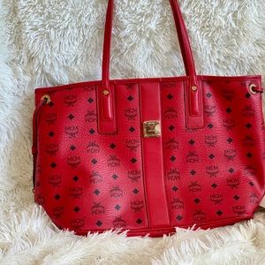 Authentic MCM Red Liz Reversible Tote shopper